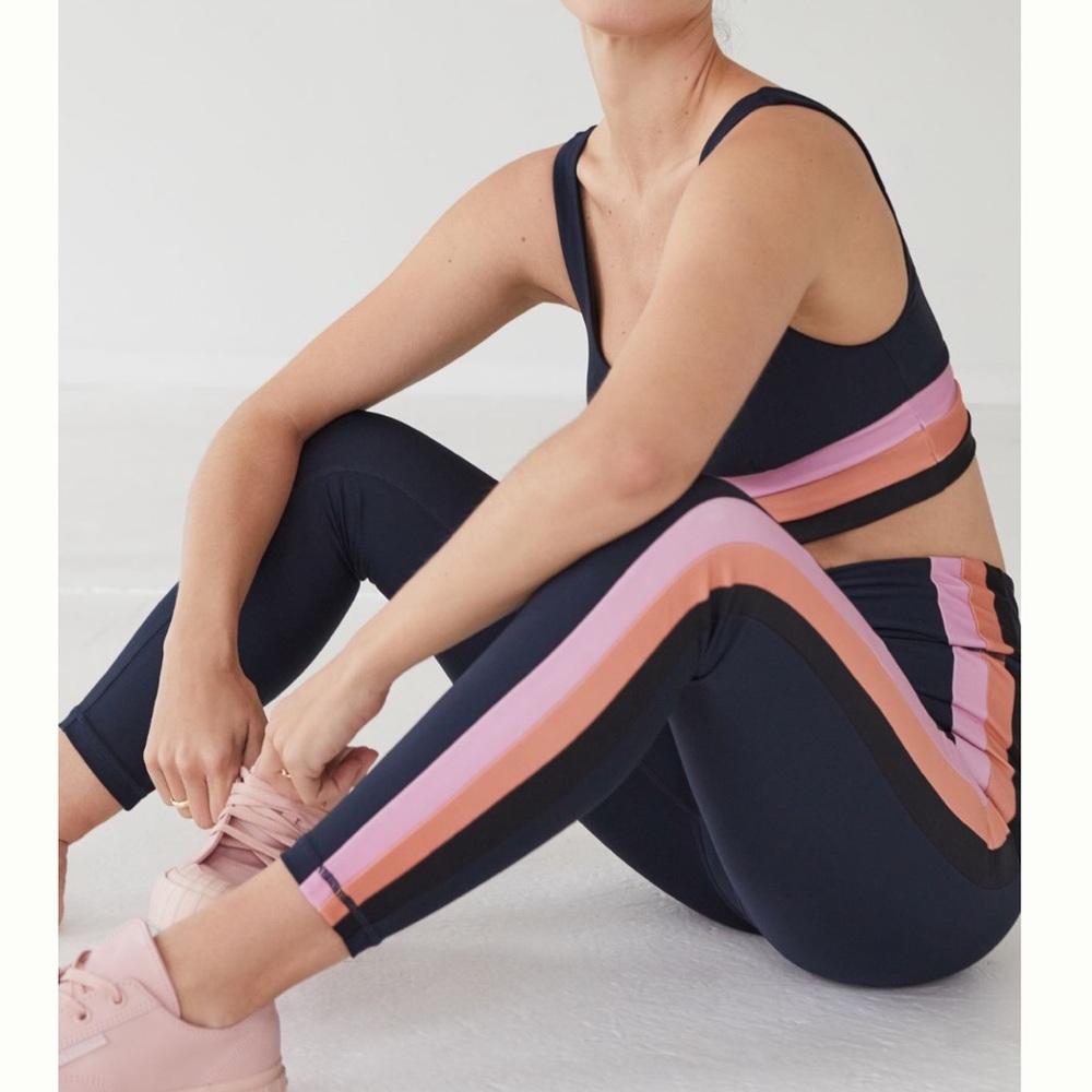 The Upside Striped Leggings & Bra Set